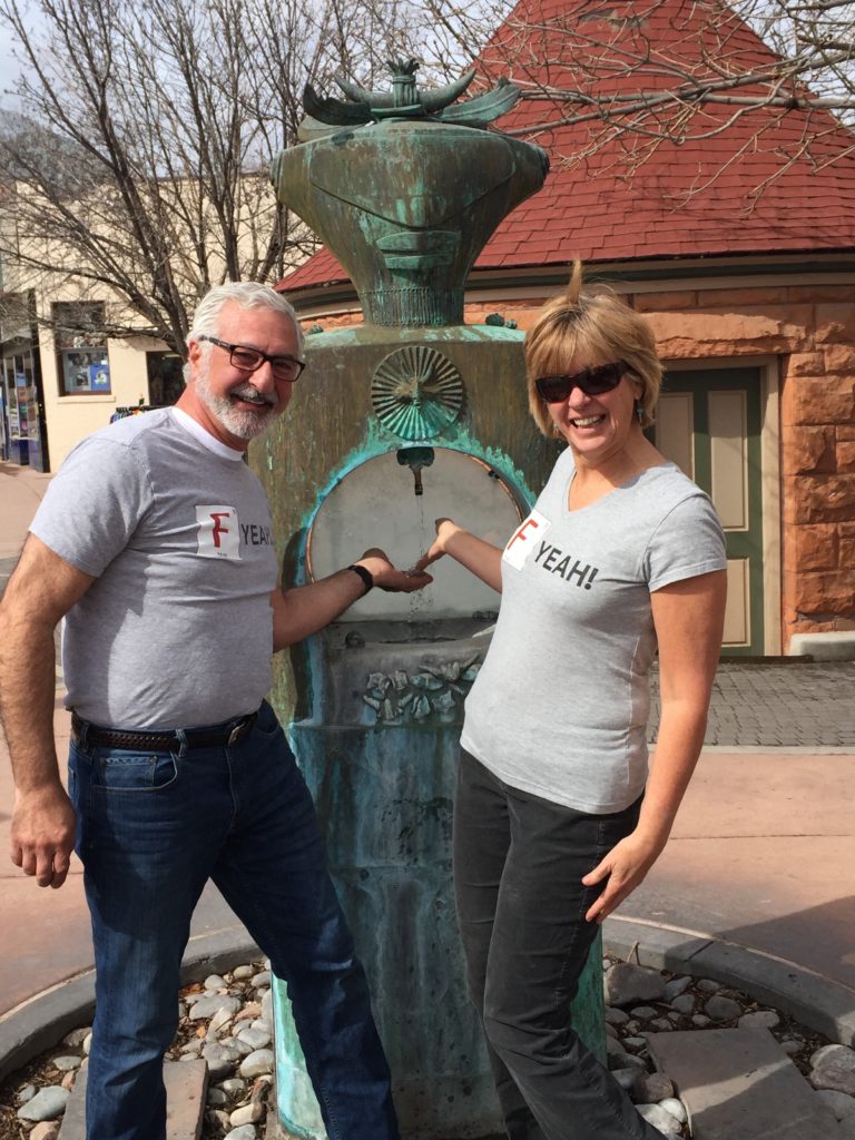 2015 - Johnny Johnson and Deb Foote at birthplace of fluoridation, Colorado Springs, CO.
