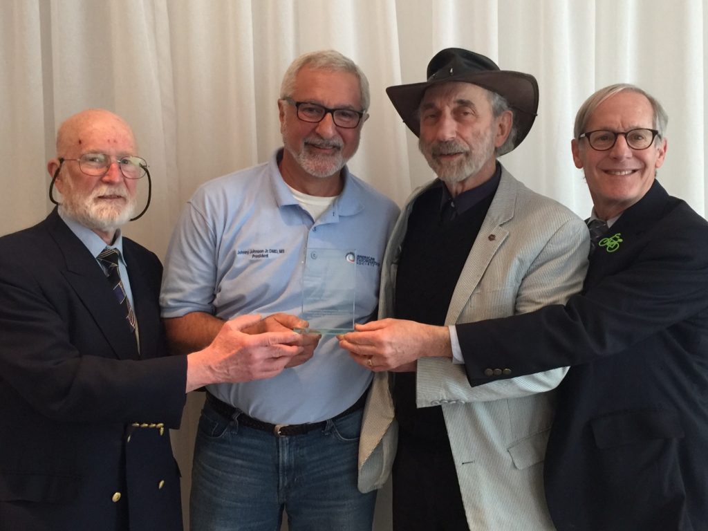 Pictured are (L-R) Founding members of AFS Board of Directors Dr. Charles Haynie, Dr. Johnny Johnson, Dr. Myron Allukian, and Dr. Kurt Ferré